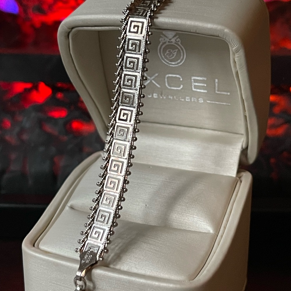 VTG 925 Mexico Silver Greek Key Bracelet